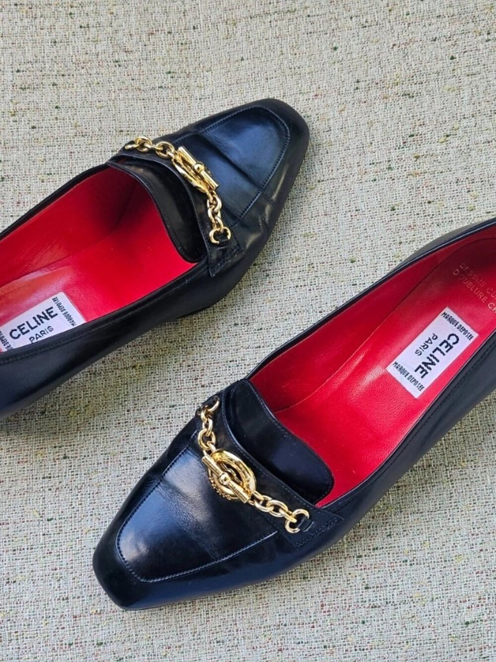 Vintage Celine Ladies Heel Shoes Black Leather Sandal Size 35.5 5US Made Italy - Picture 3 of 14